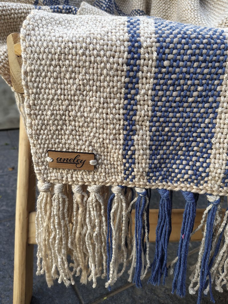 Mantas tejidas en telar Calfupan detalle tejido